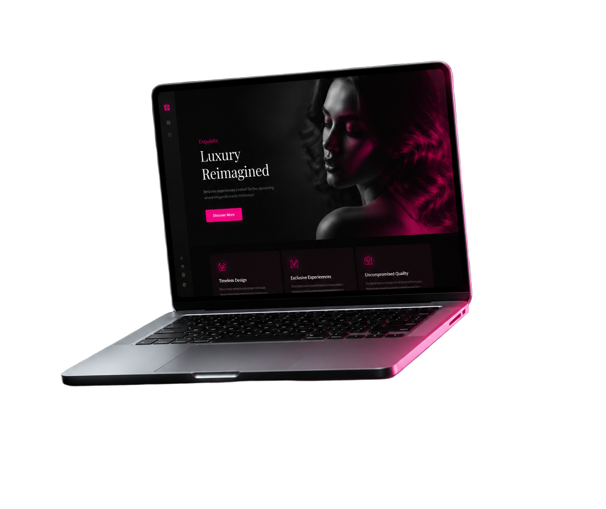 Laptop displaying a premium dark website designed by Fortunate Virtual Solutions